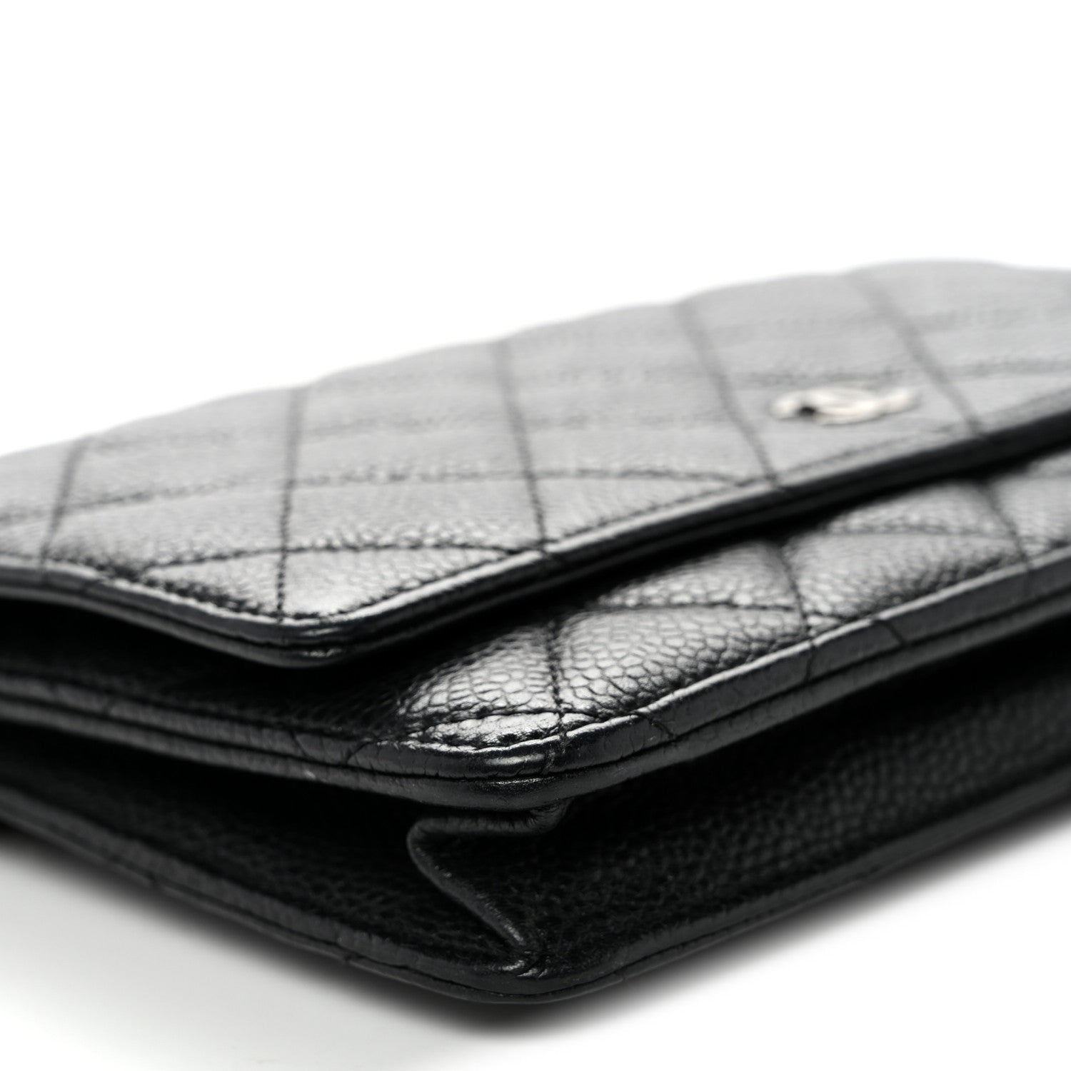 Caviar Quilted Wallet on Chain WOC Black
