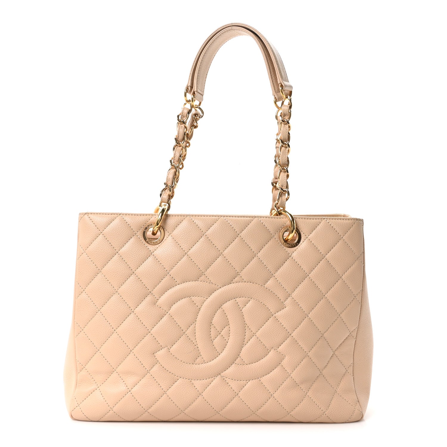 Caviar Quilted Grand Shopping Tote GST Beige Clair