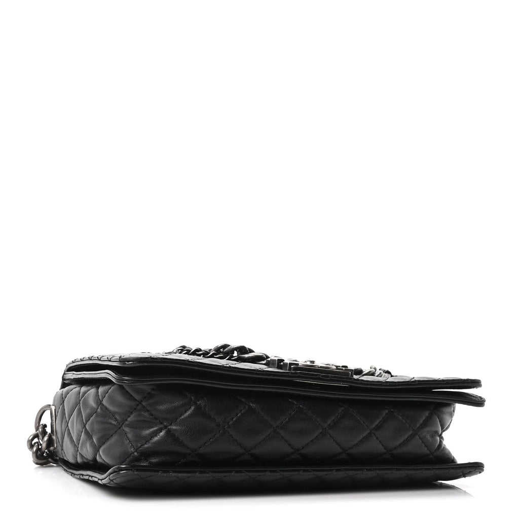 Calfskin Enchained New Medium Boy Flap Black
