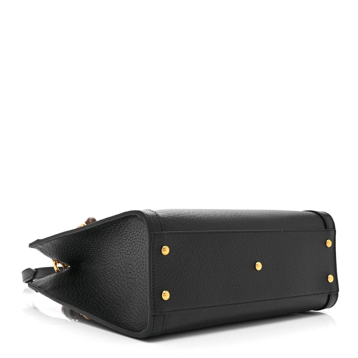Textured Dollar Calfskin Web Small Diana Tote Bag Black Dusty Grey