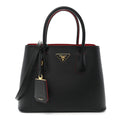 Saffiano Cuir Small Double Bag Black Fuoco