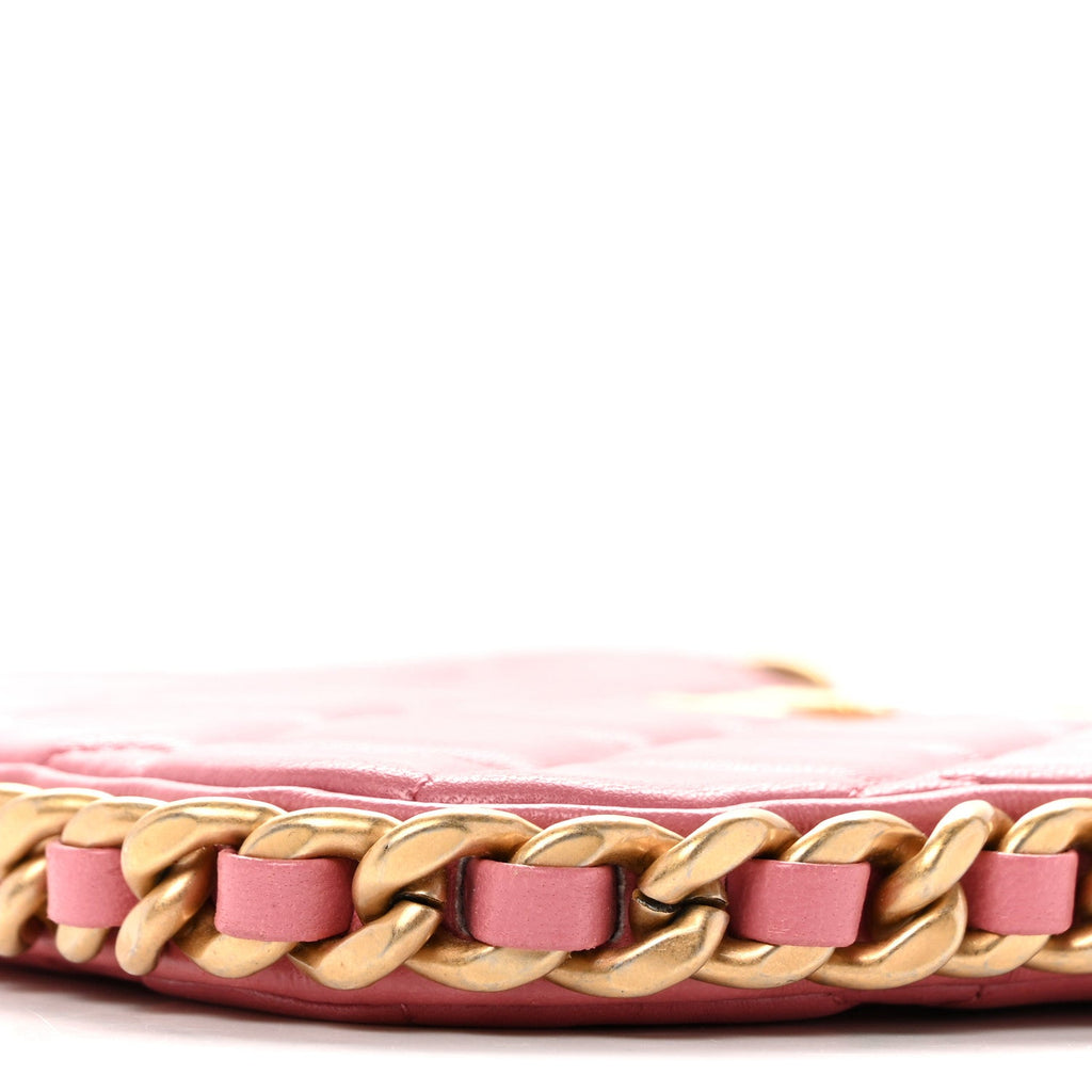 Lambskin Quilted Chain Around Top Handle Mini Bag Pink