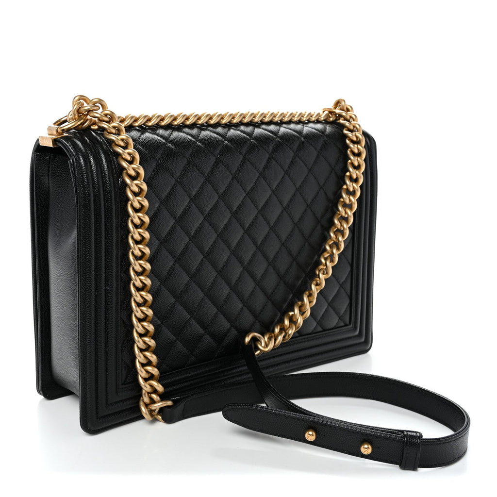 Caviar Quilted Large Boy Flap Black