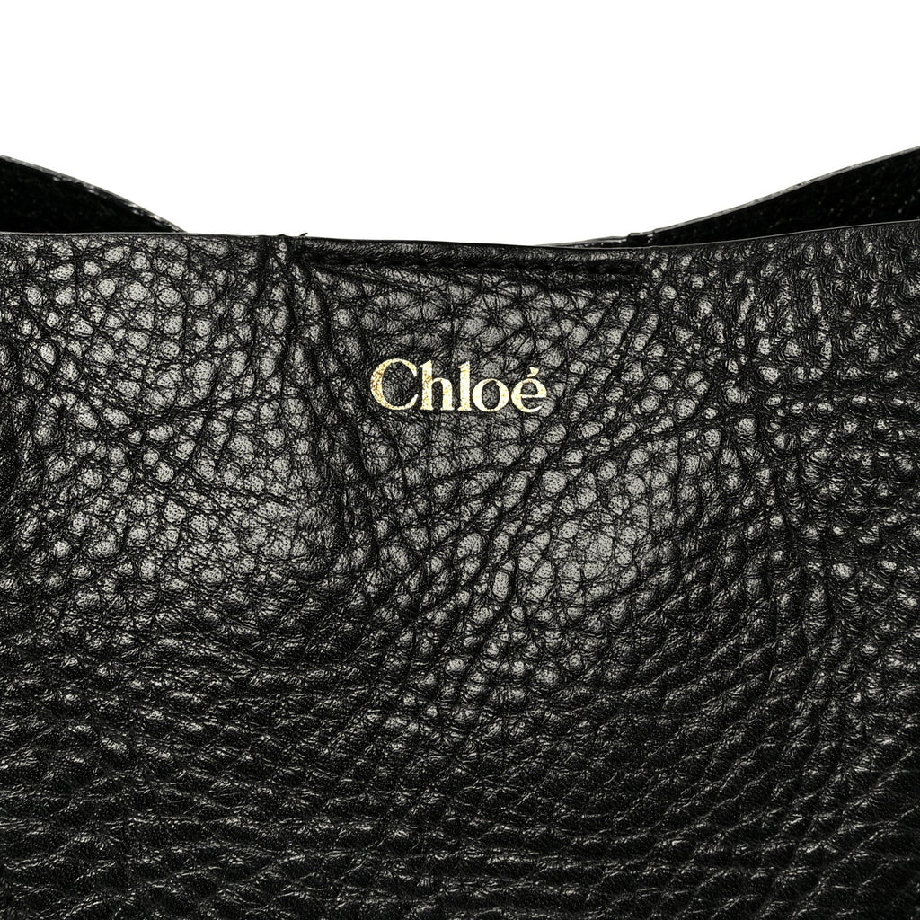 Grained Calfskin Small Spin Tote Black