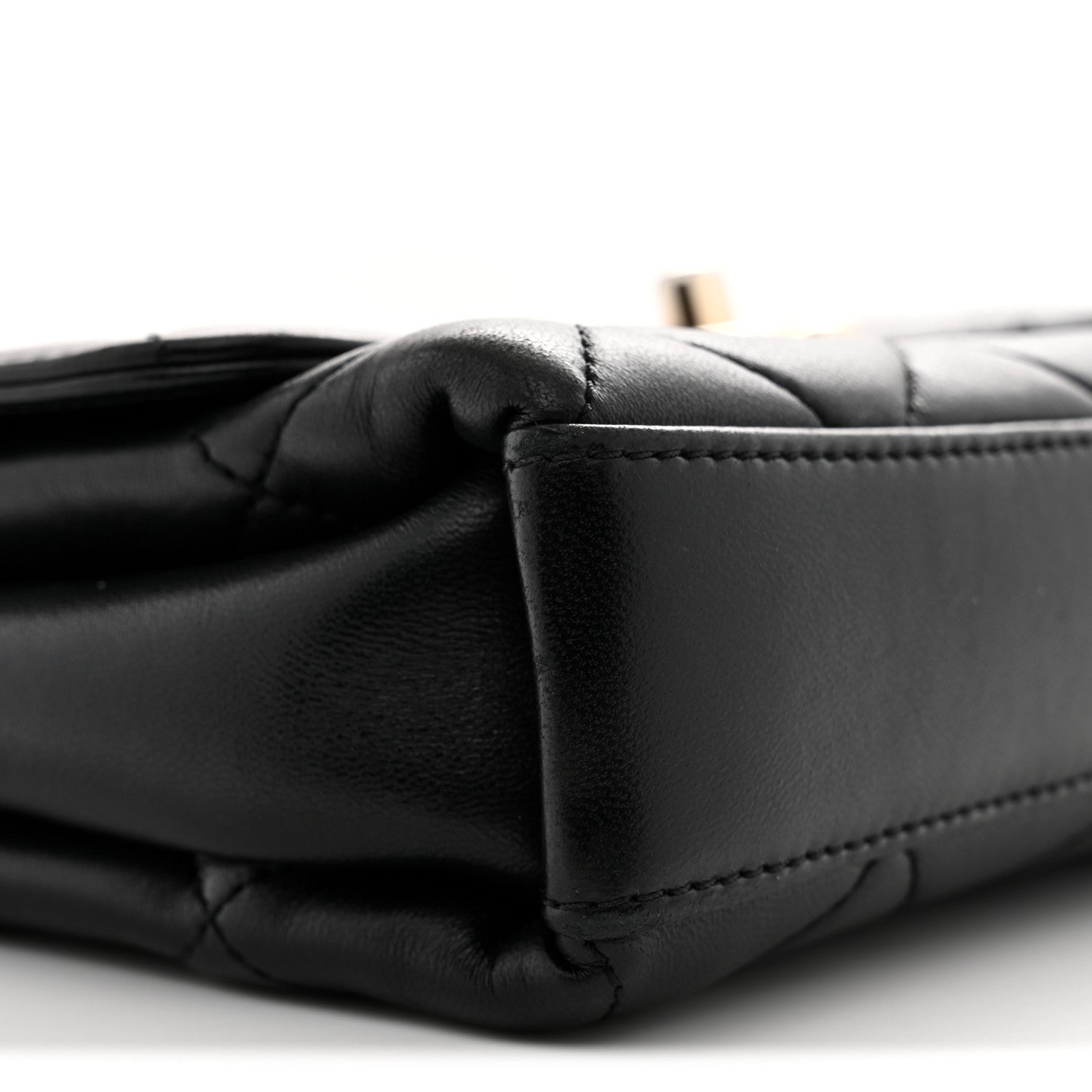 Lambskin Quilted Mini CC Crystal Logo Chain Flap Black
