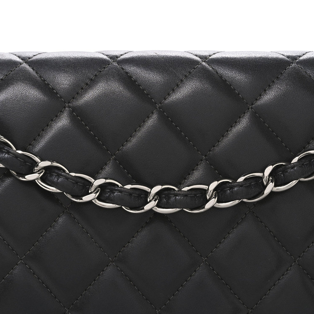 Lambskin Quilted Maxi Double Flap Dark Grey