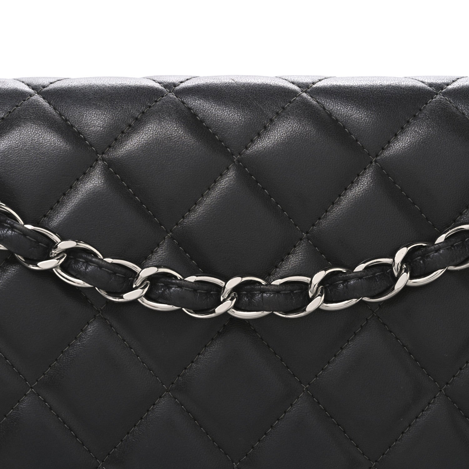 Lambskin Quilted Maxi Double Flap Dark Grey