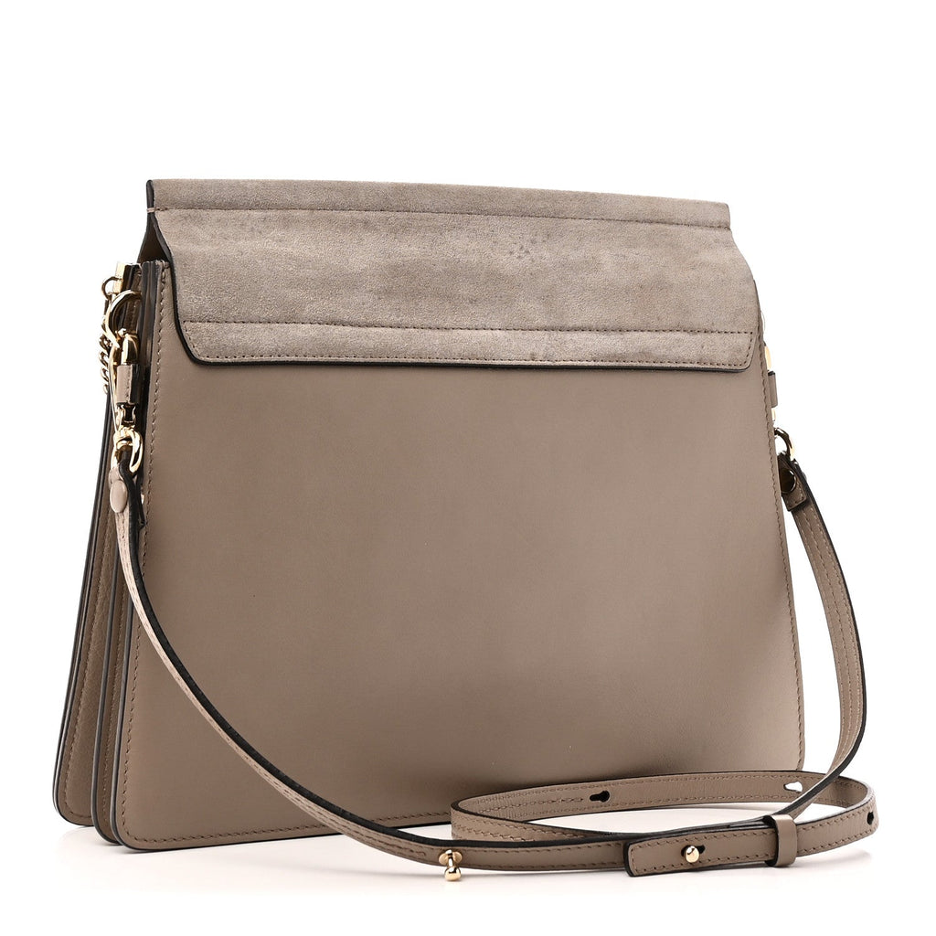 Calfskin Suede Medium Faye Shoulder Bag Motty Grey