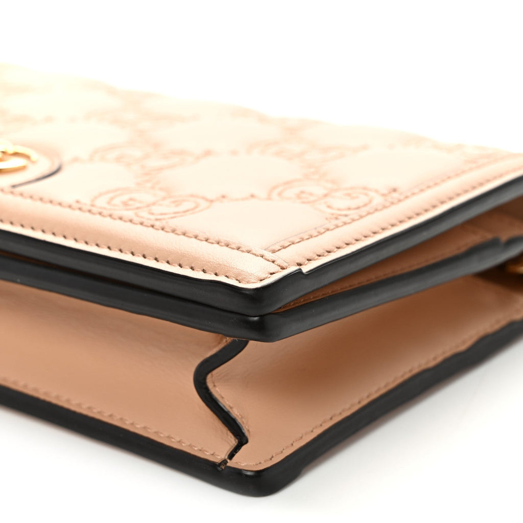 Calfskin GG Matelasse Chain Wallet Perfect Pink