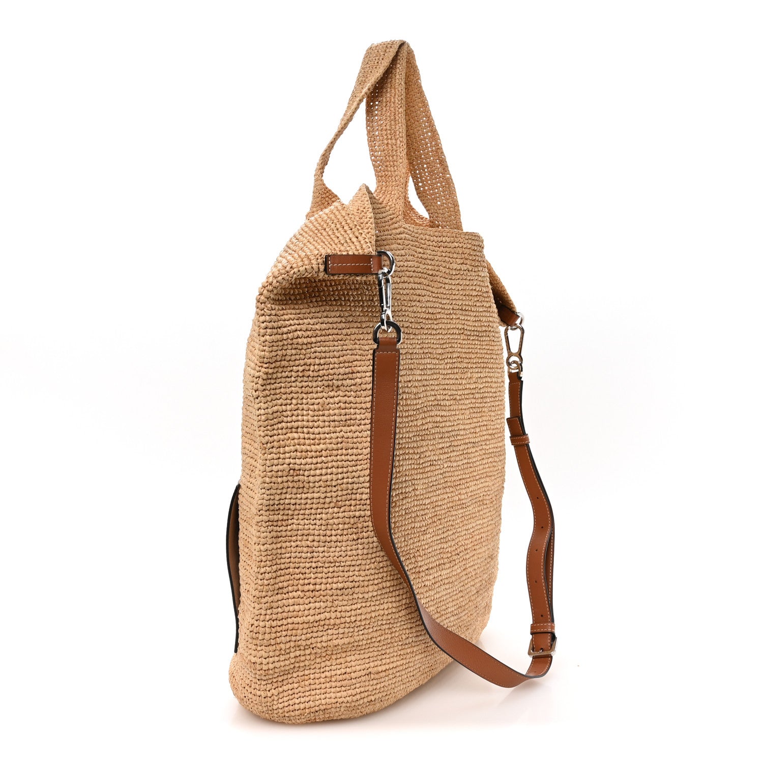 Raffia Paula's Ibiza Large Slit Tote Bag Natural Tan