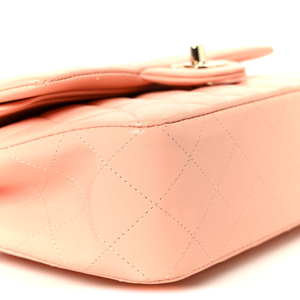 Lambskin Quilted Small Double Flap Light Orange