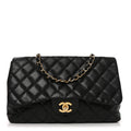 Lambskin Quilted Jumbo Single Flap Black