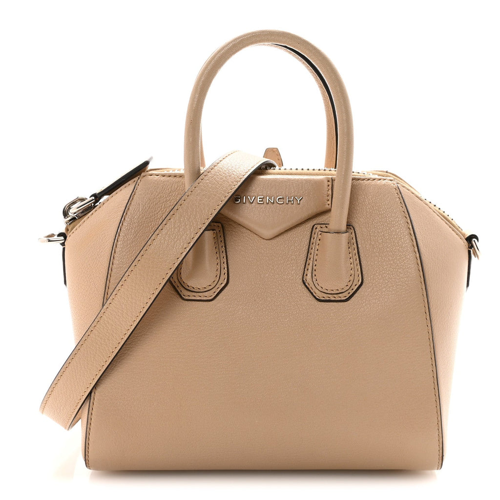 Sugar Goatskin Mini Antigona Beige Camel