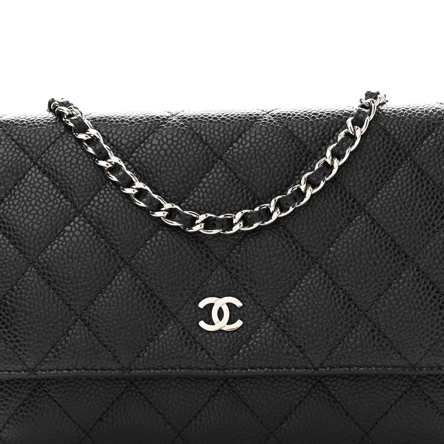 Caviar Quilted Wallet on Chain WOC Black