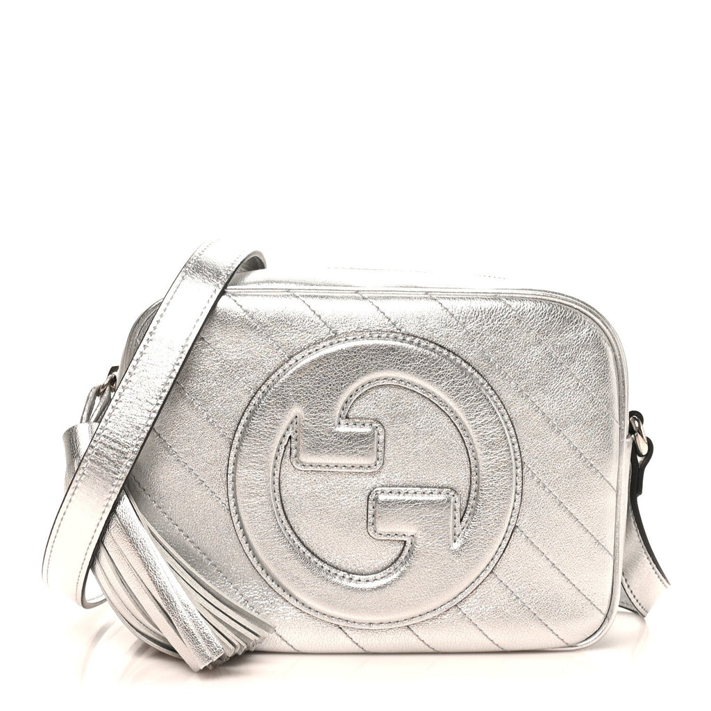 Metallic Sakai Be Green Calfskin Diagonal Stitched Small Blondie Shoulder Bag Silver