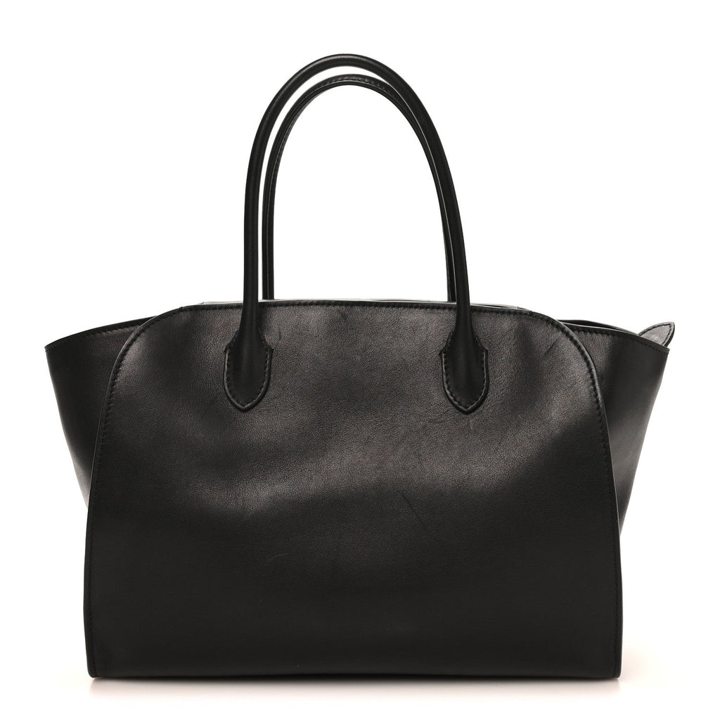 Polished Saddle Calfskin Marlo 12 Tote Bag Black