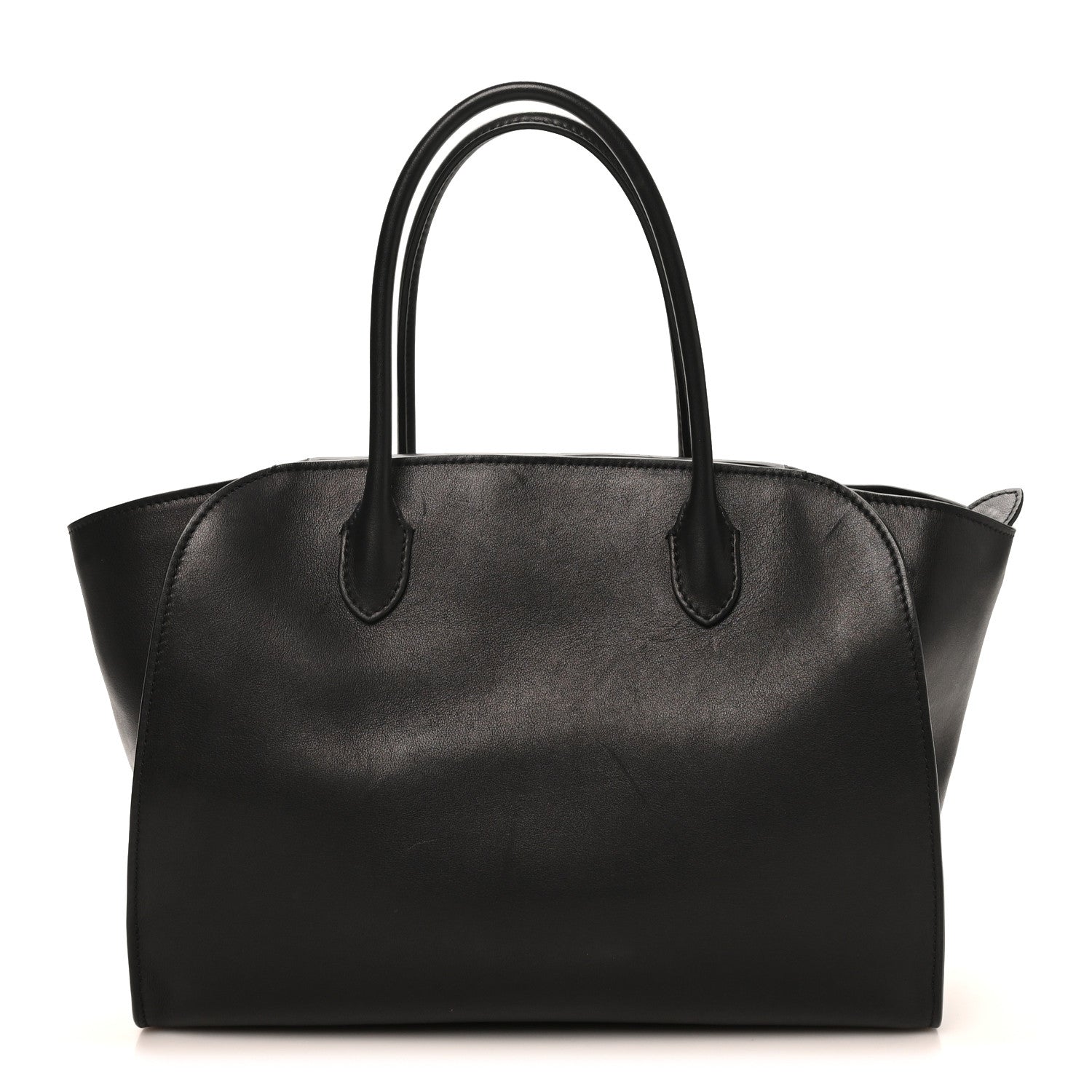 Polished Saddle Calfskin Marlo 12 Tote Bag Black