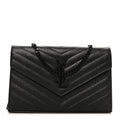 Grain De Poudre Matelasse Chevron Monogram Monochrome Chain Wallet Black