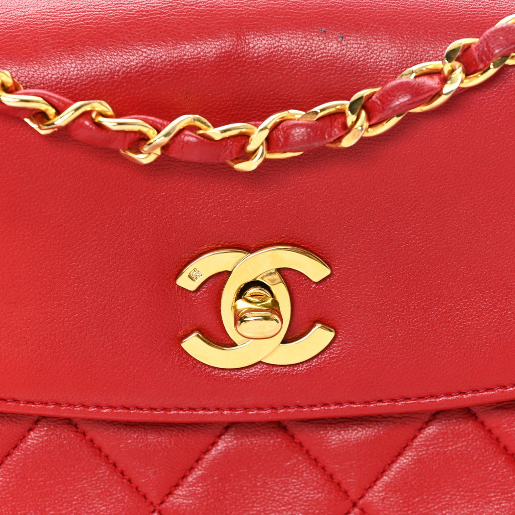Lambskin Quilted Small Single Flap Red