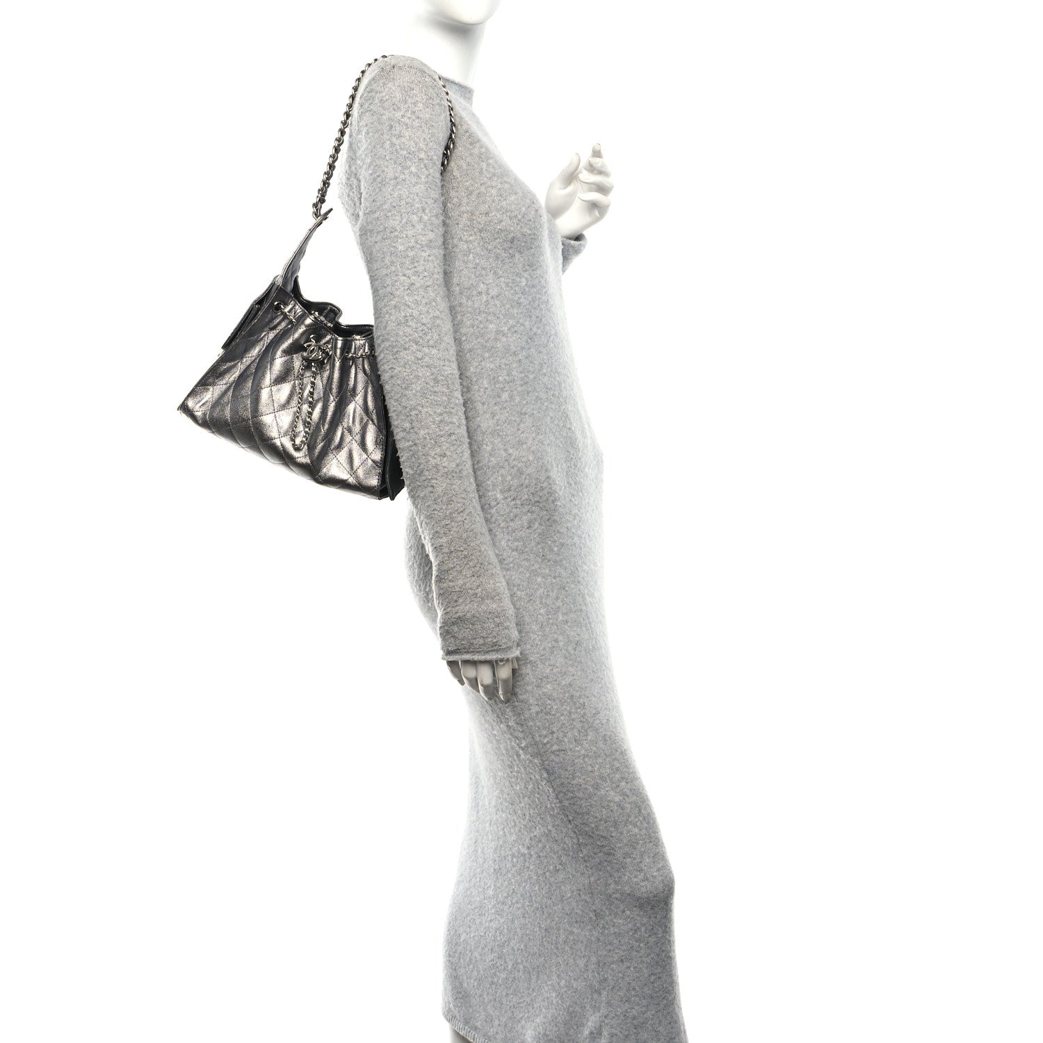 Metallic Caviar Quilted Small Chanel 25 Handbag Anthracite