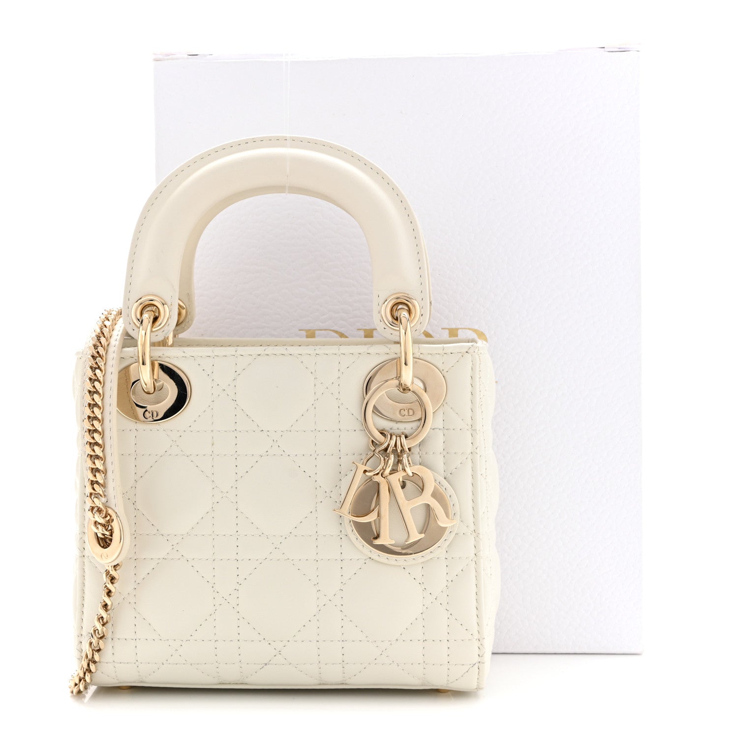 Lambskin Cannage Mini Lady Dior White