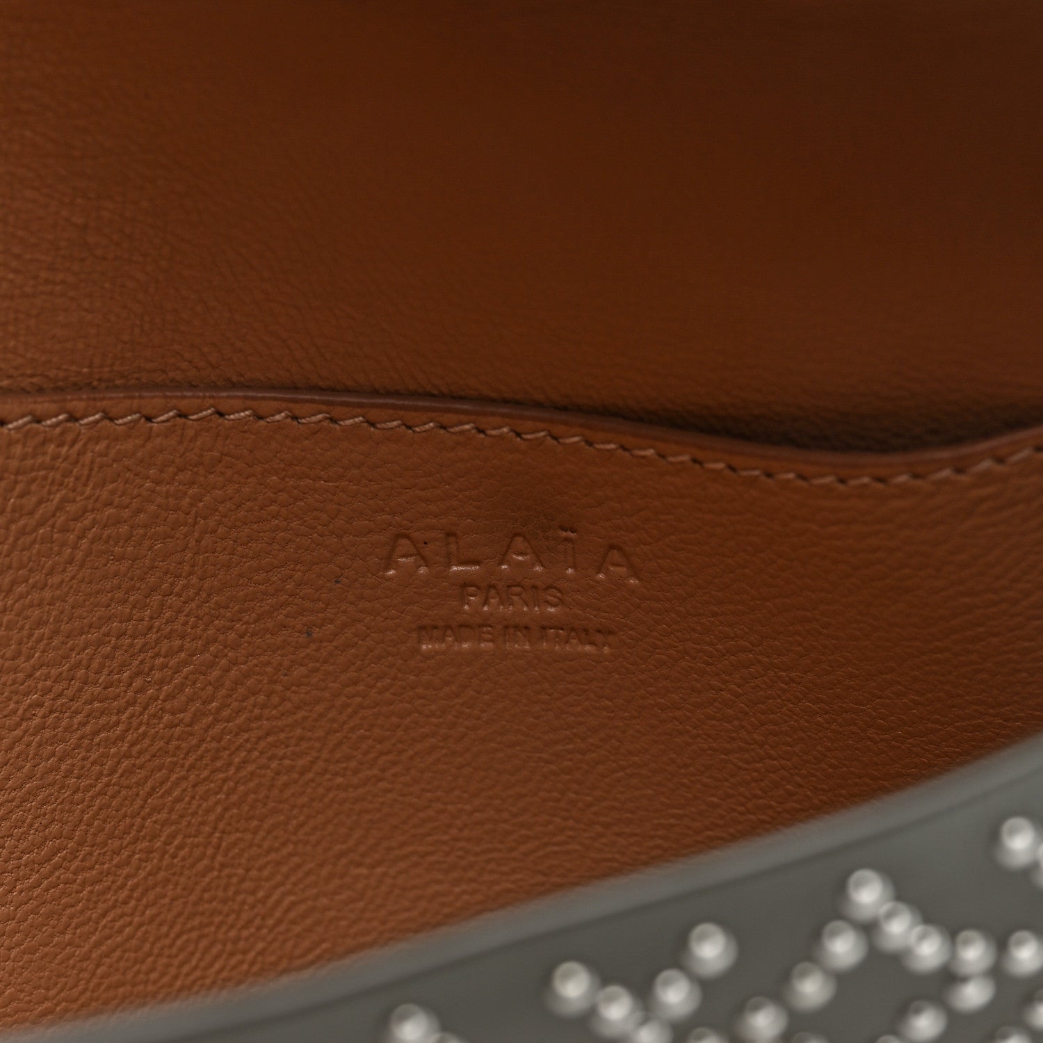 Calfskin Arabesque Studded Small Louise Envelope Clutch Olive