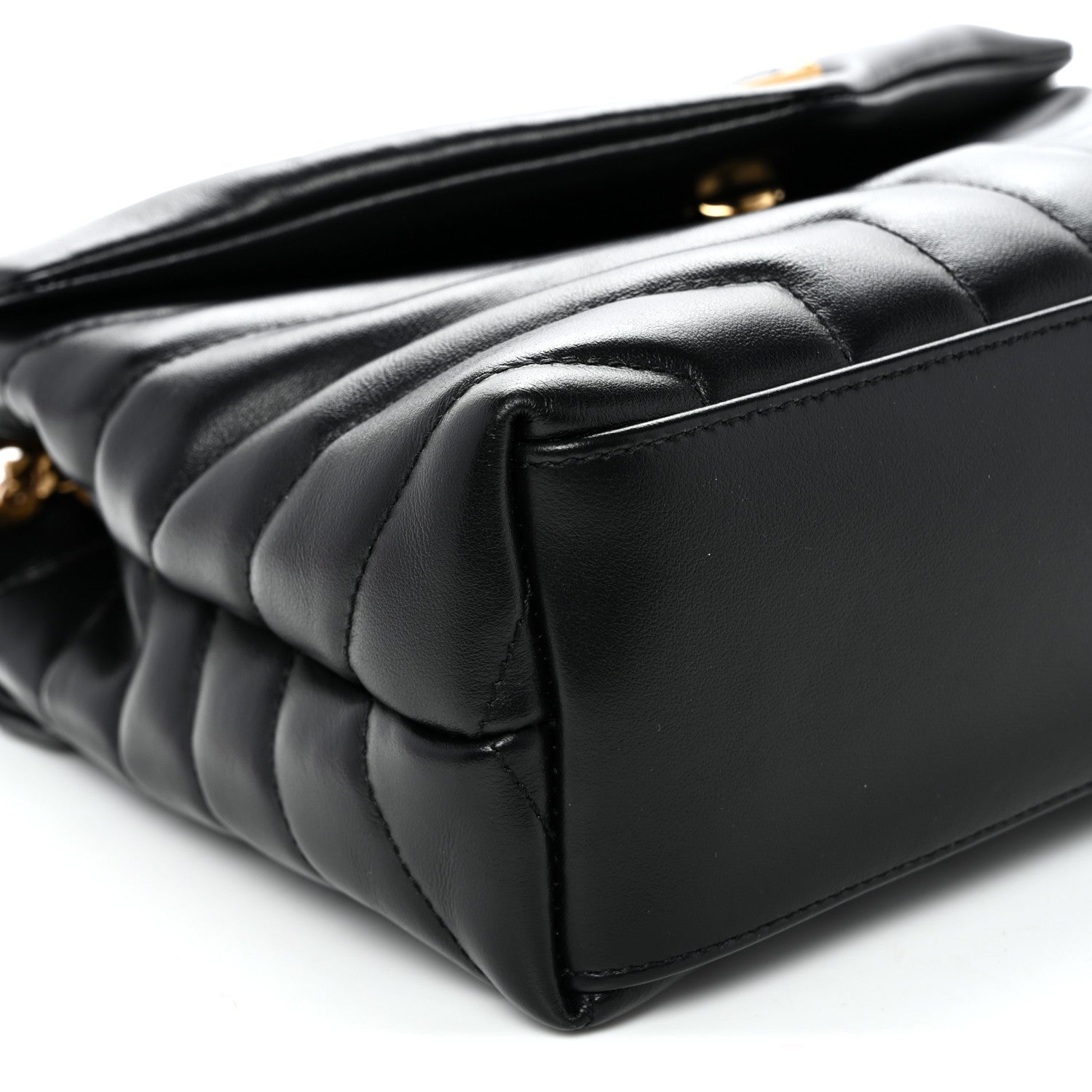 Calfskin Y Quilted Monogram Small Loulou Chain Satchel Black