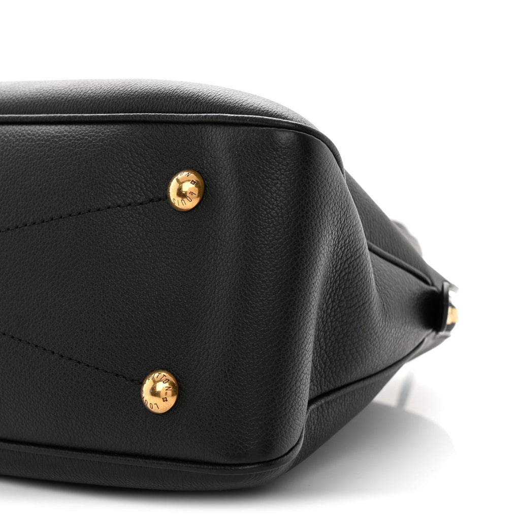Grained Calfskin Low Key Duffle Tote Black
