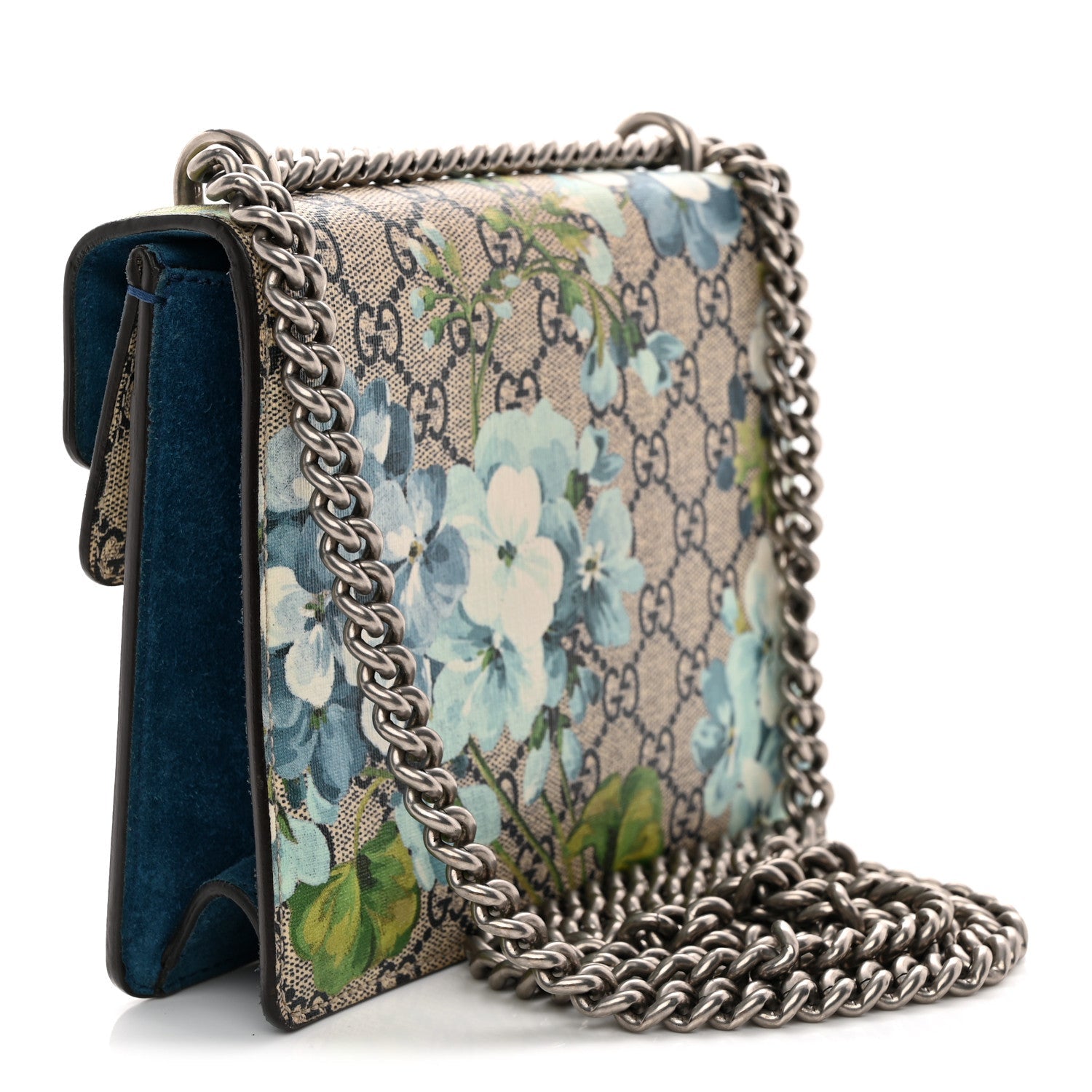 GG Supreme Monogram Blooms Mini Dionysus Shoulder Bag Beige Navy Vintage Blue