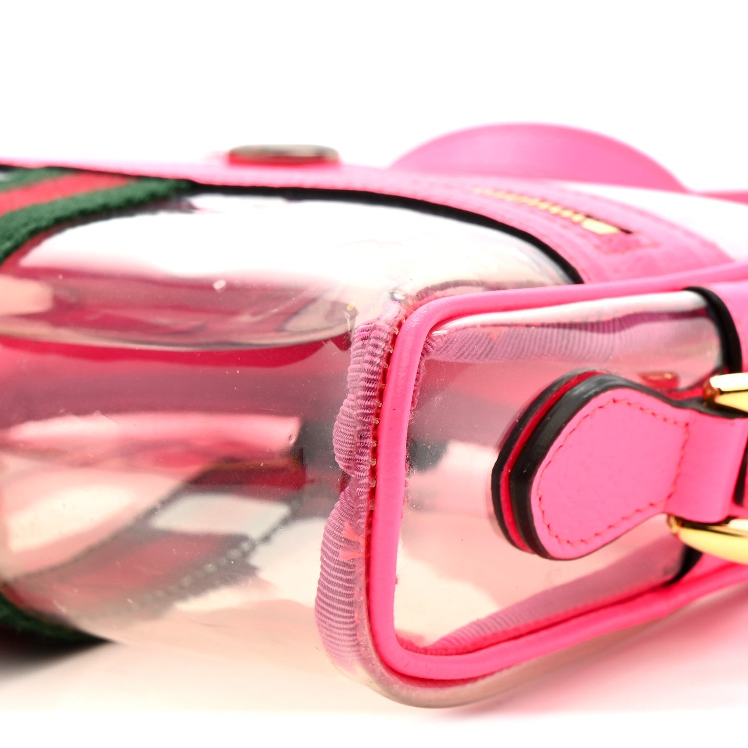 Vinyl Web Mini Ophidia Transparent Shoulder Bag Fluorescent Fuchsia