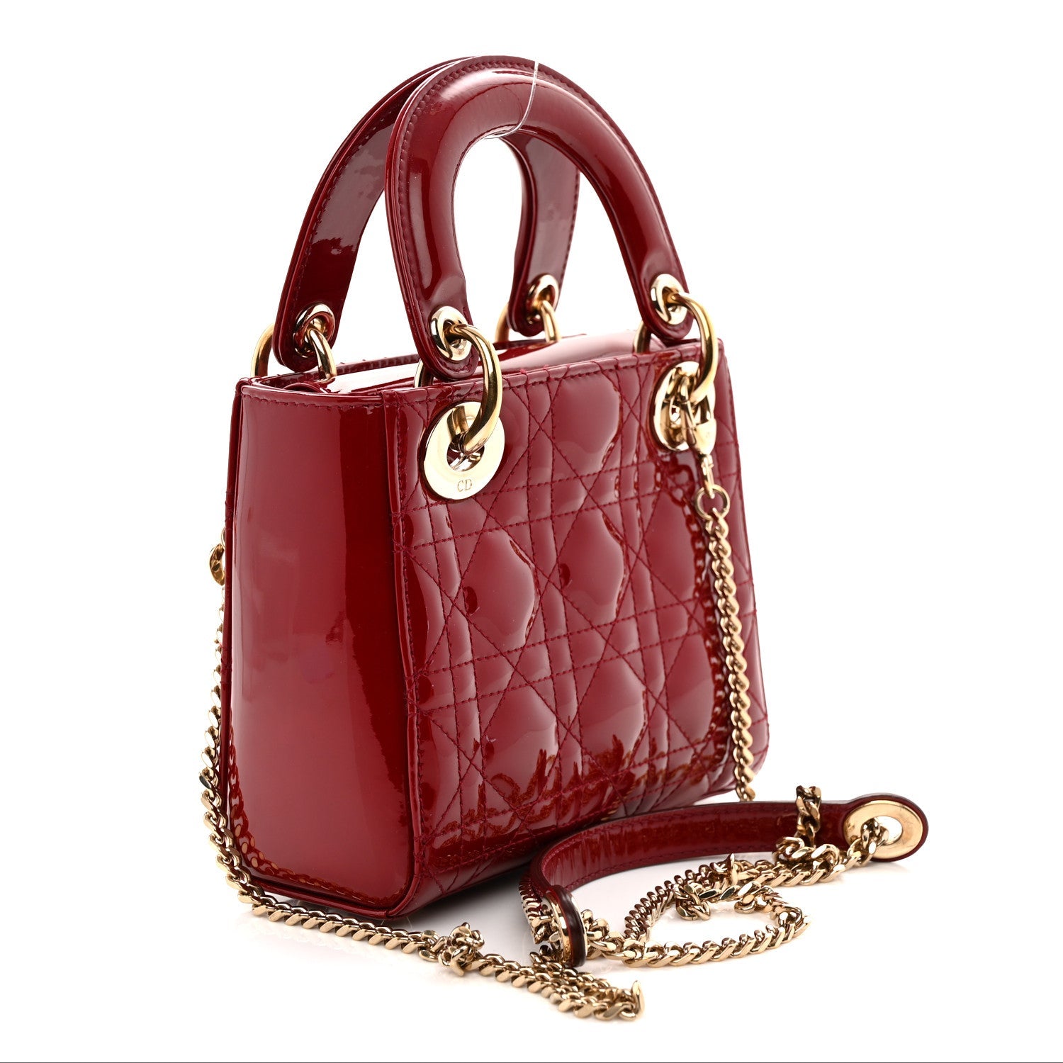 Patent Cannage Mini Lady Dior Red