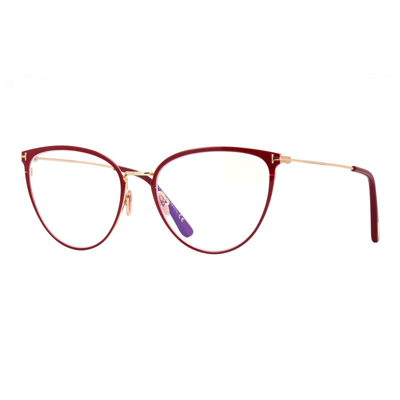Tom Ford Eyeglasses Cat Eye Full Rim, Matte Brown Frame and Clear Blue Light Block Lens FT5840-B046