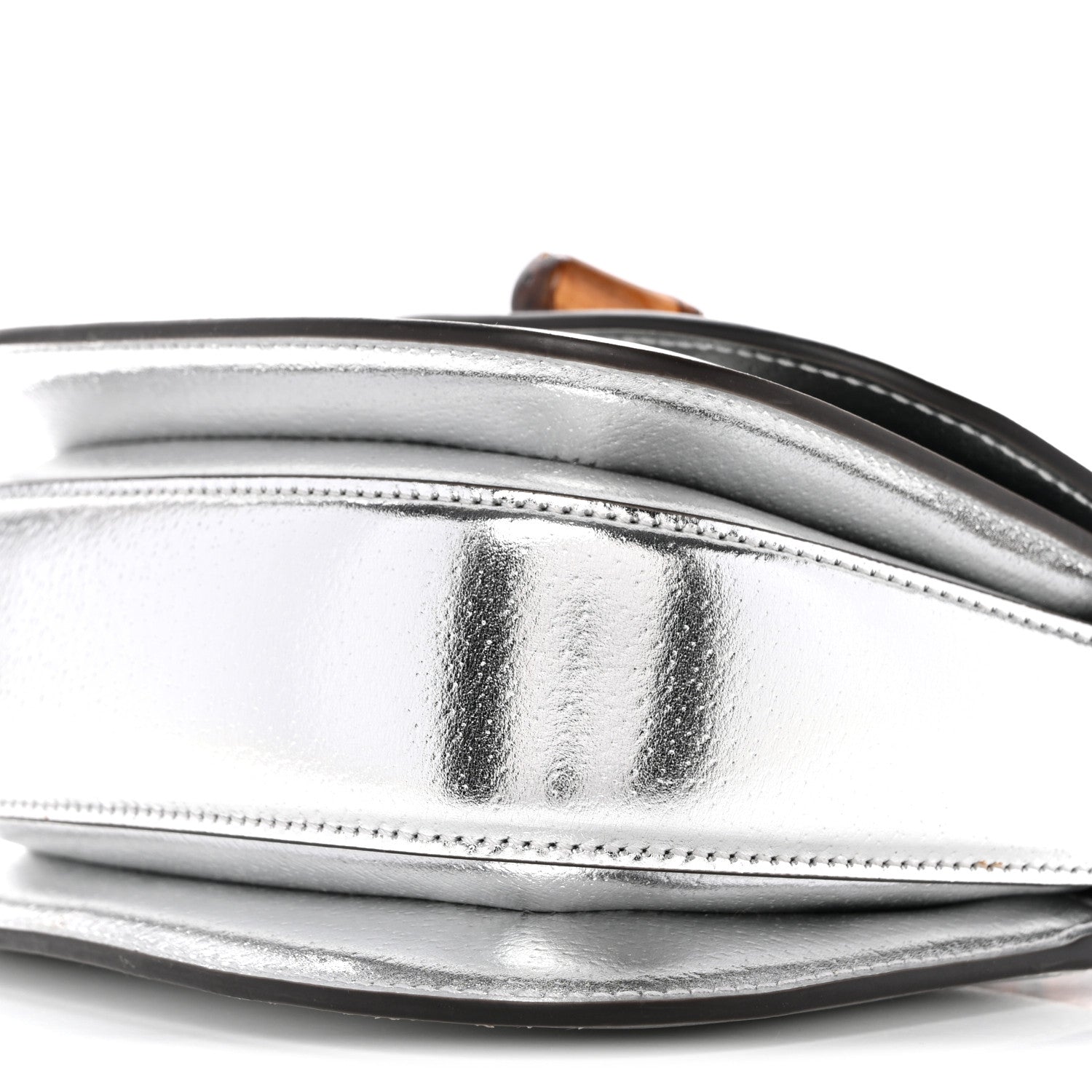 Metallic Calfskin Mini Bamboo 1947 Top Handle Bag Silver