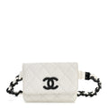 Caviar Quilted My Everything Belt Flap Card Holder White