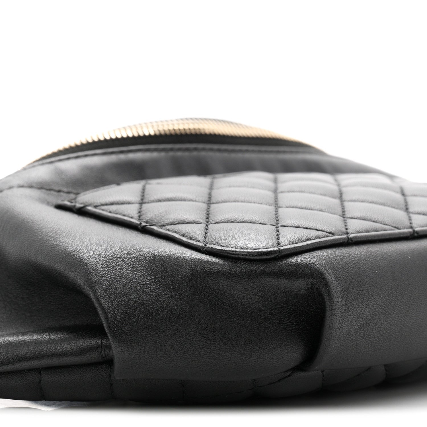 Lambskin Quilted Waist Bag Fanny Pack Black