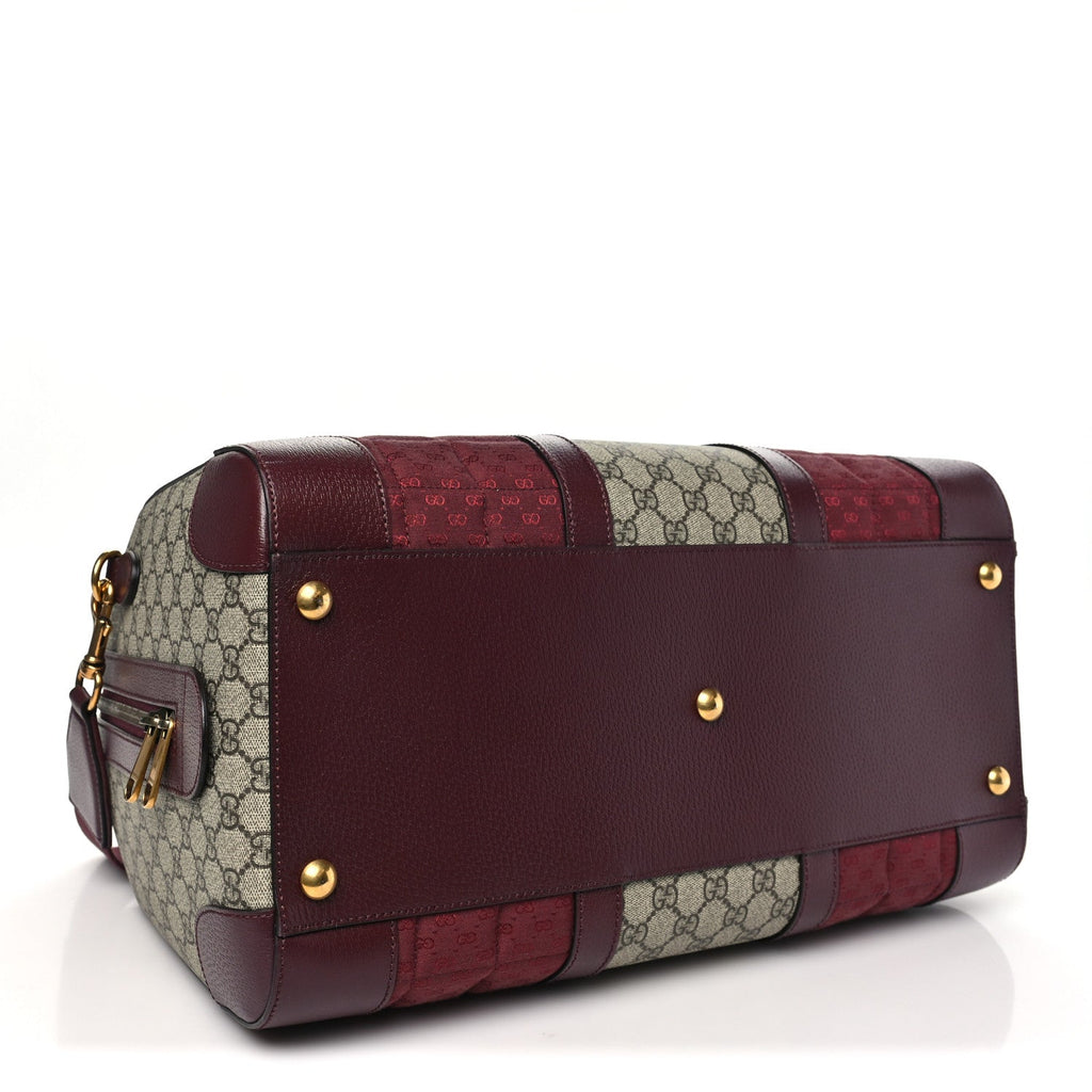 Monogram GG Mignon Textured Dollar Calfskin GG Supreme Monogram Quilted Medium Savoy Duffle Bag Burgundy Beige Ebony