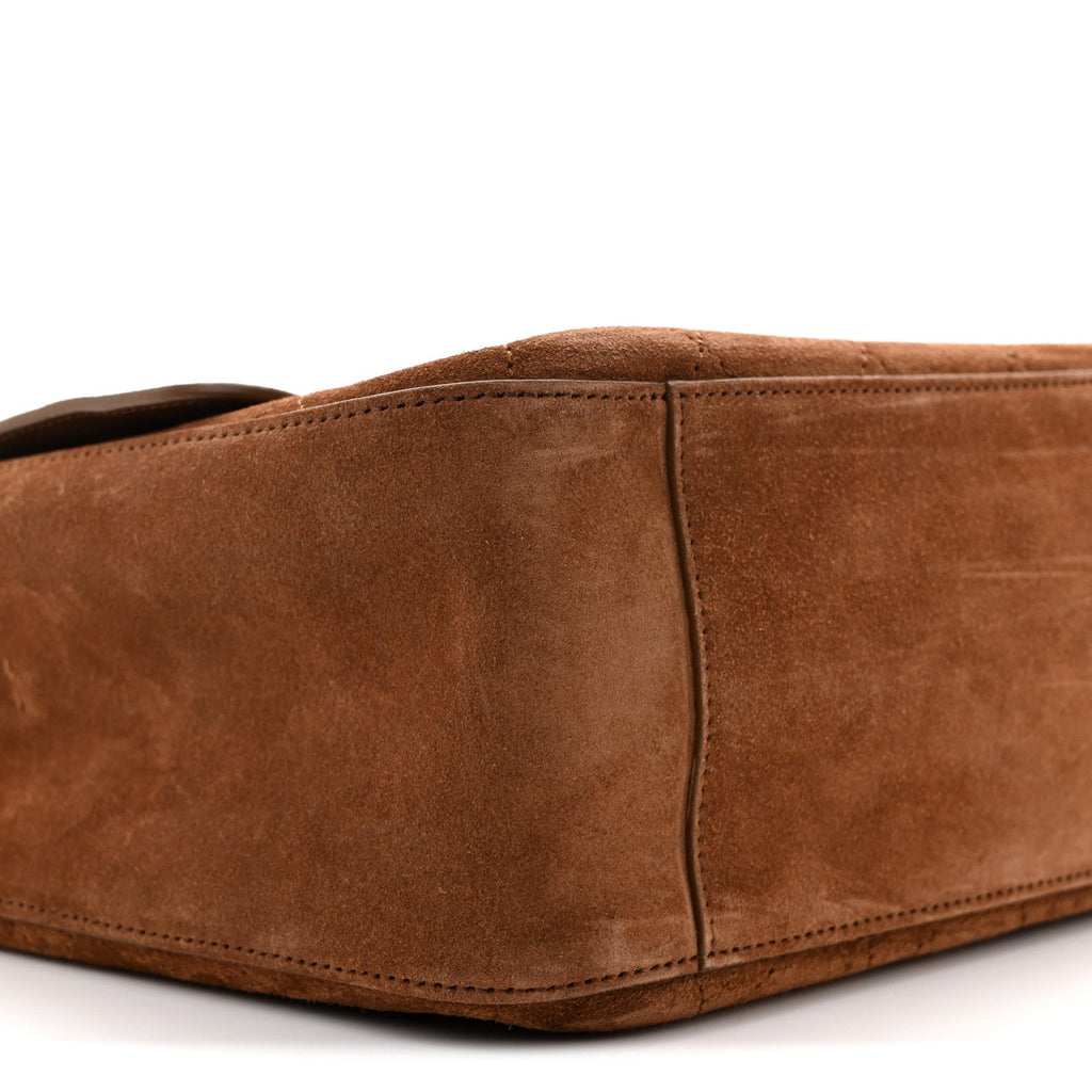 Suede Calfskin Small Souplissimo Maxi Flap Camel