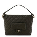 Calfskin Quilted Coco Mellow Hobo Khaki