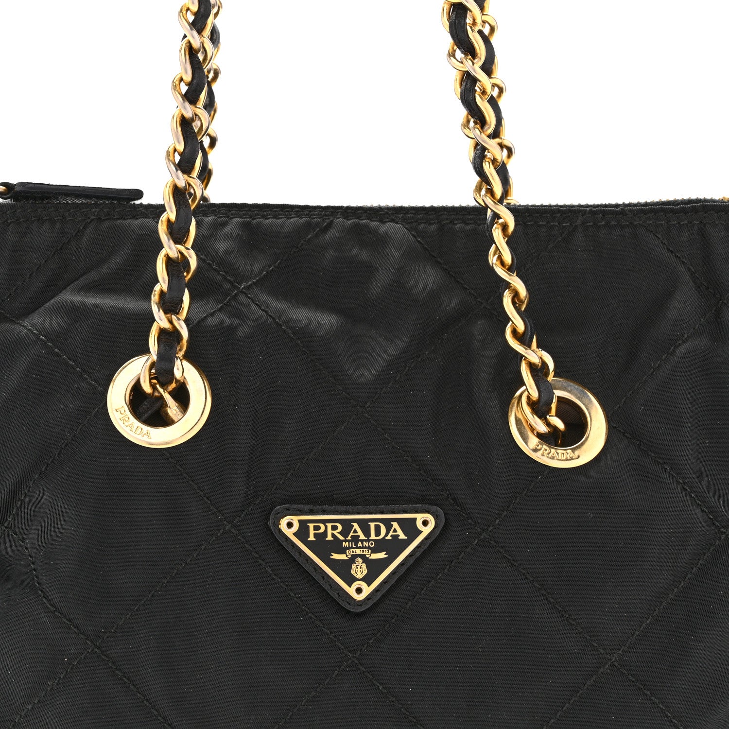 Nylon Tessuto Impuntu Quilted Flap Shoulder Bag Black