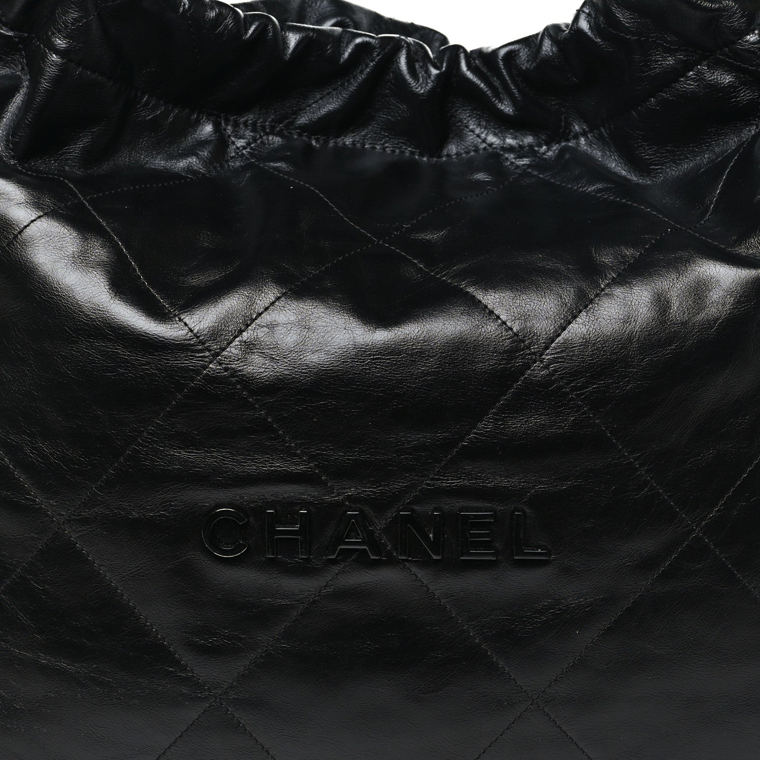 Shiny Calfskin Quilted Large Chanel 22 So Black