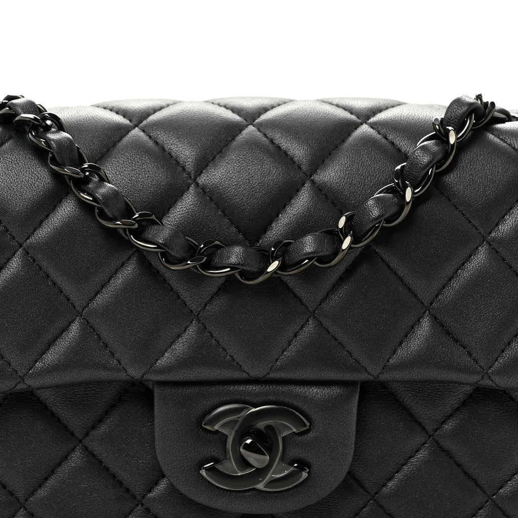 Lambskin Quilted Mini Rectangular Flap So Black