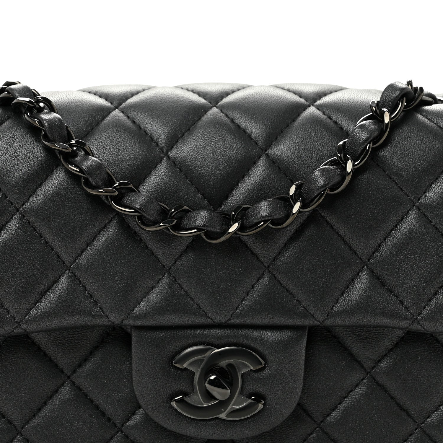 Lambskin Quilted Mini Rectangular Flap So Black