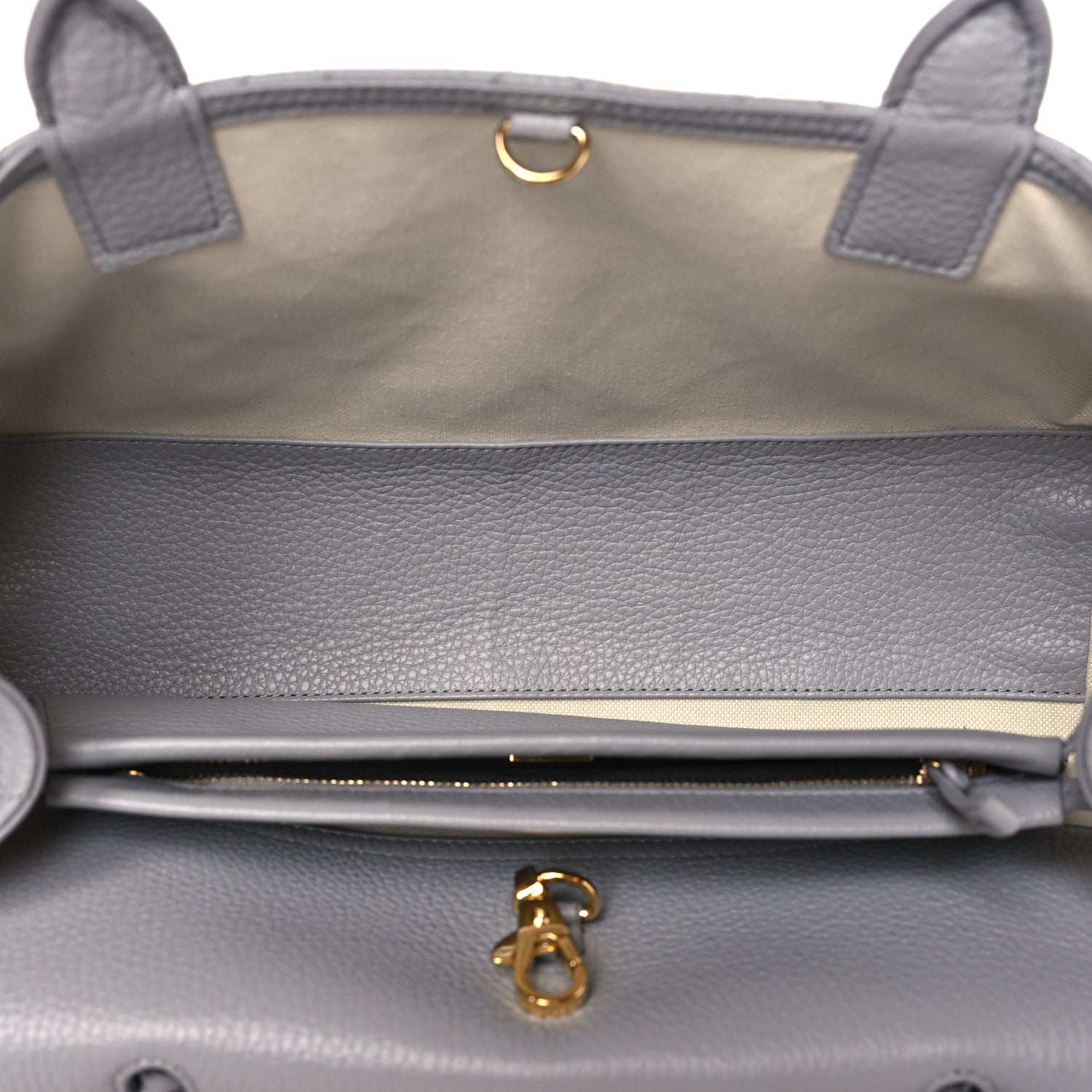 Grained Calfskin Stitched Urban Essentials Small Shopping Bag Grey