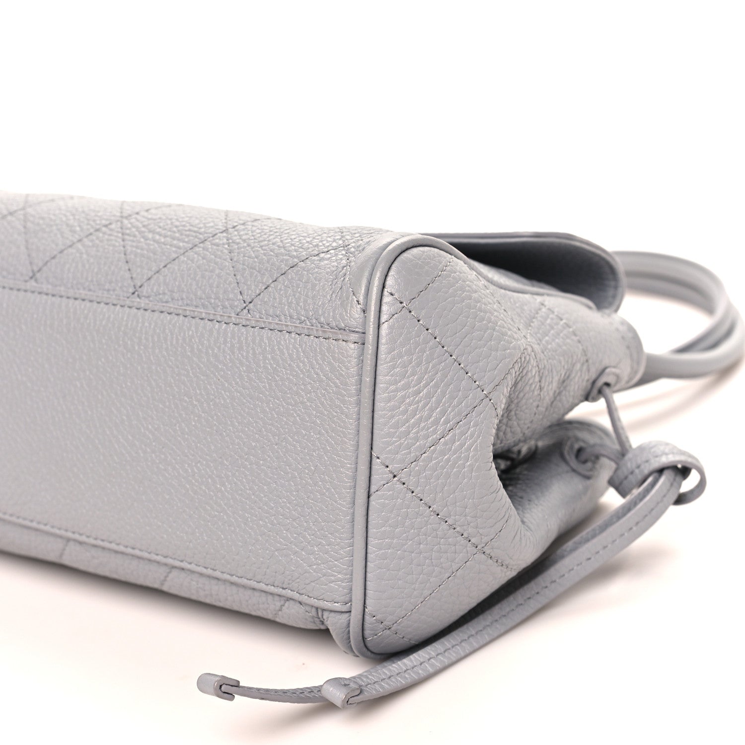 Grained Calfskin Stitched Urban Essentials Small Shopping Bag Grey