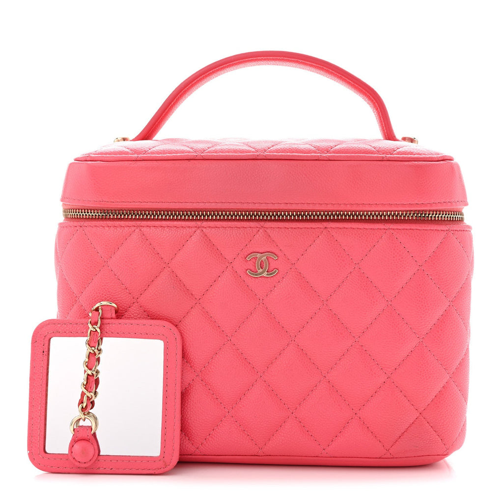 Caviar Quilted Large Vanity Pouch Pink