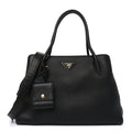 Vitello Daino Soft Zippered Top Handle Bag Black