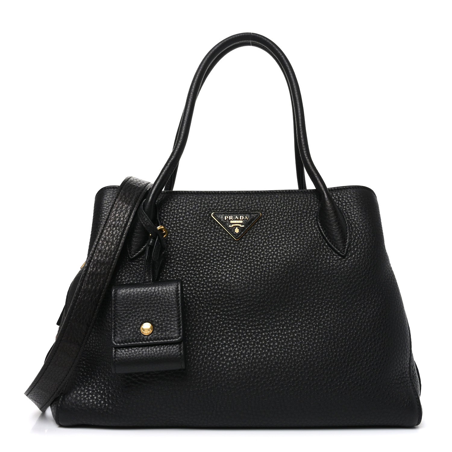 Vitello Daino Soft Zippered Top Handle Bag Black
