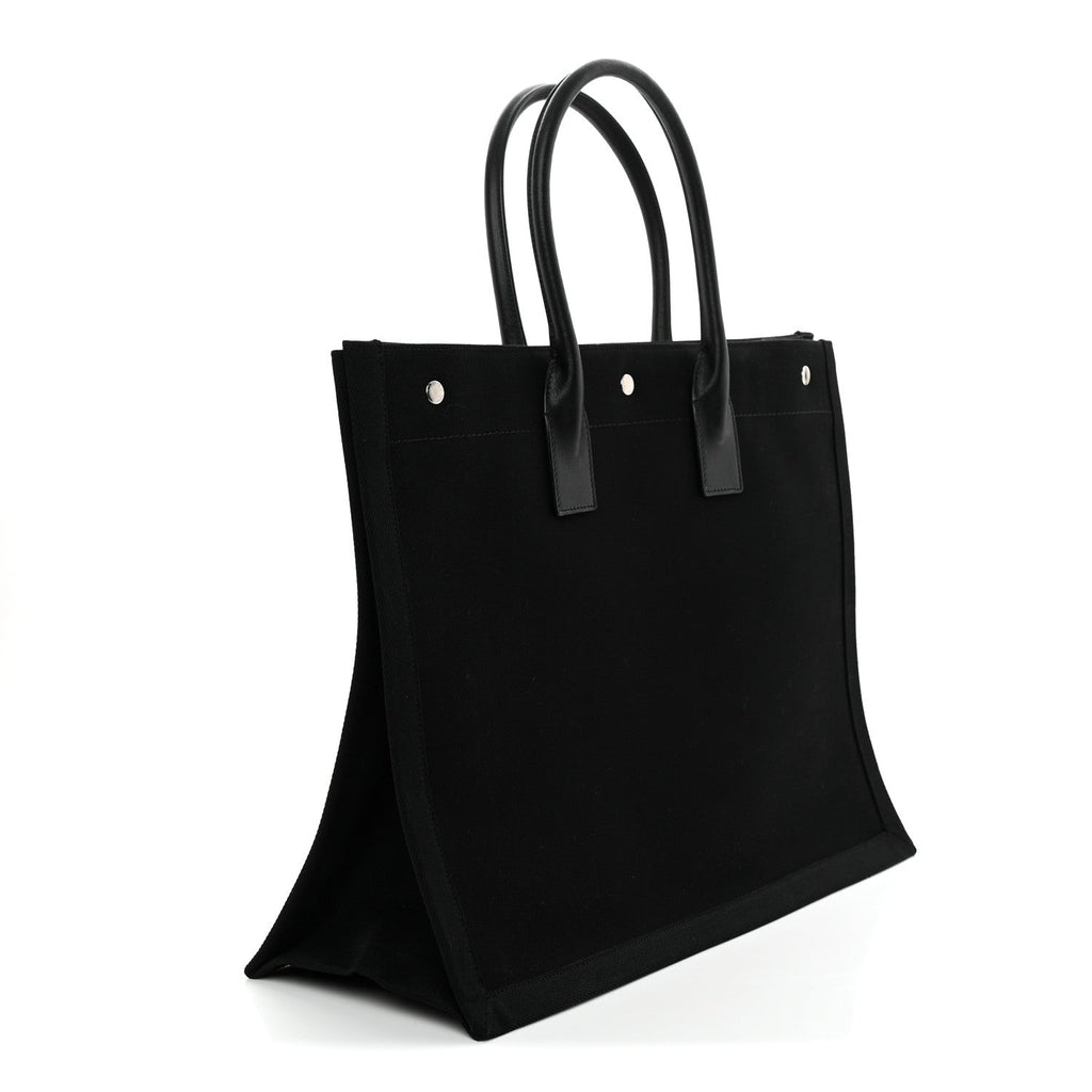 Linen Calfskin Rive Gauche Tote Black