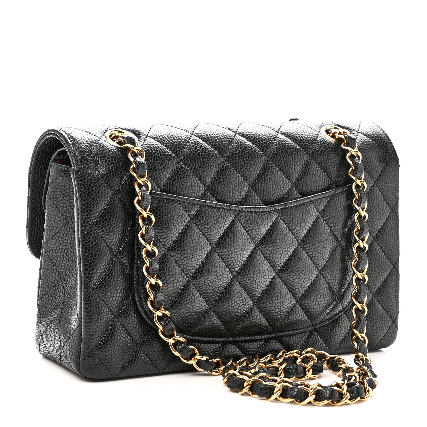 Caviar Quilted Small Double Flap Black