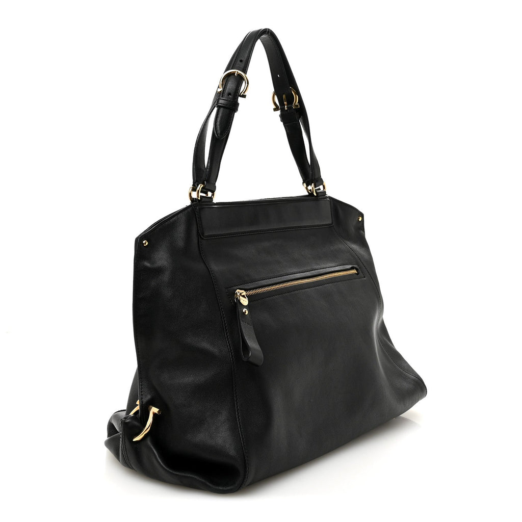 Calfskin Trifolio Tote Black